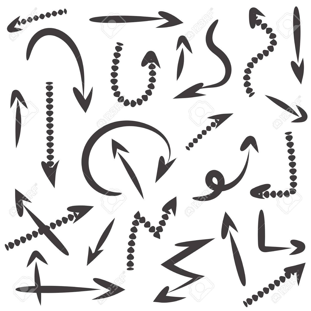 set of hand drawn arrow vector on white background royalty free