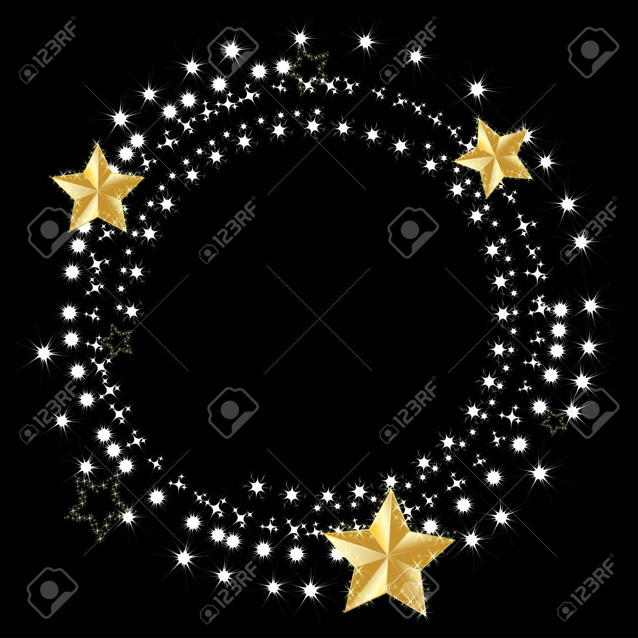 Vector Of Gold Star With Light Effect Of White Stars Glitter