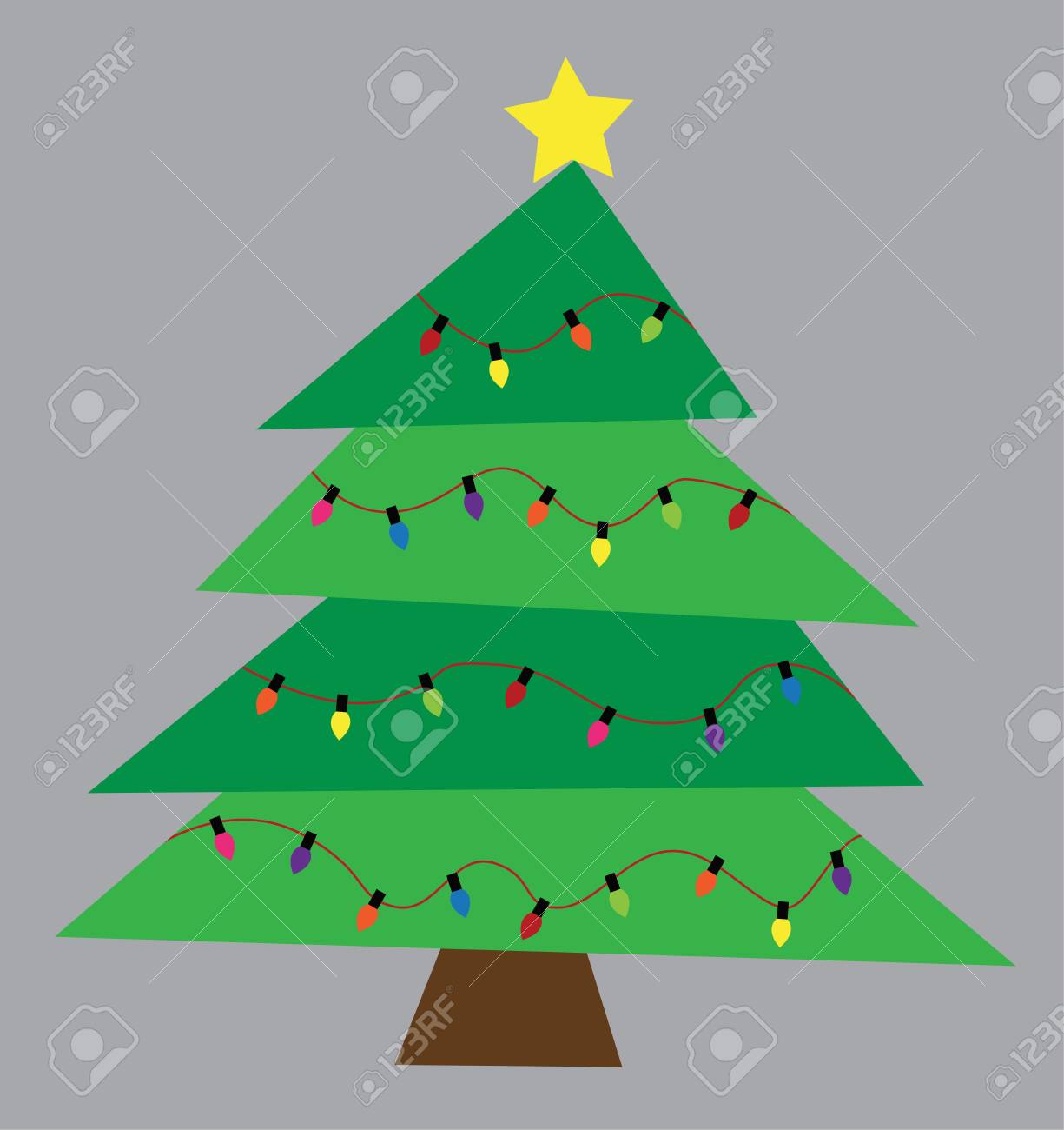 ライト付きメリークリスマスツリーのイラスト素材 ベクタ Image