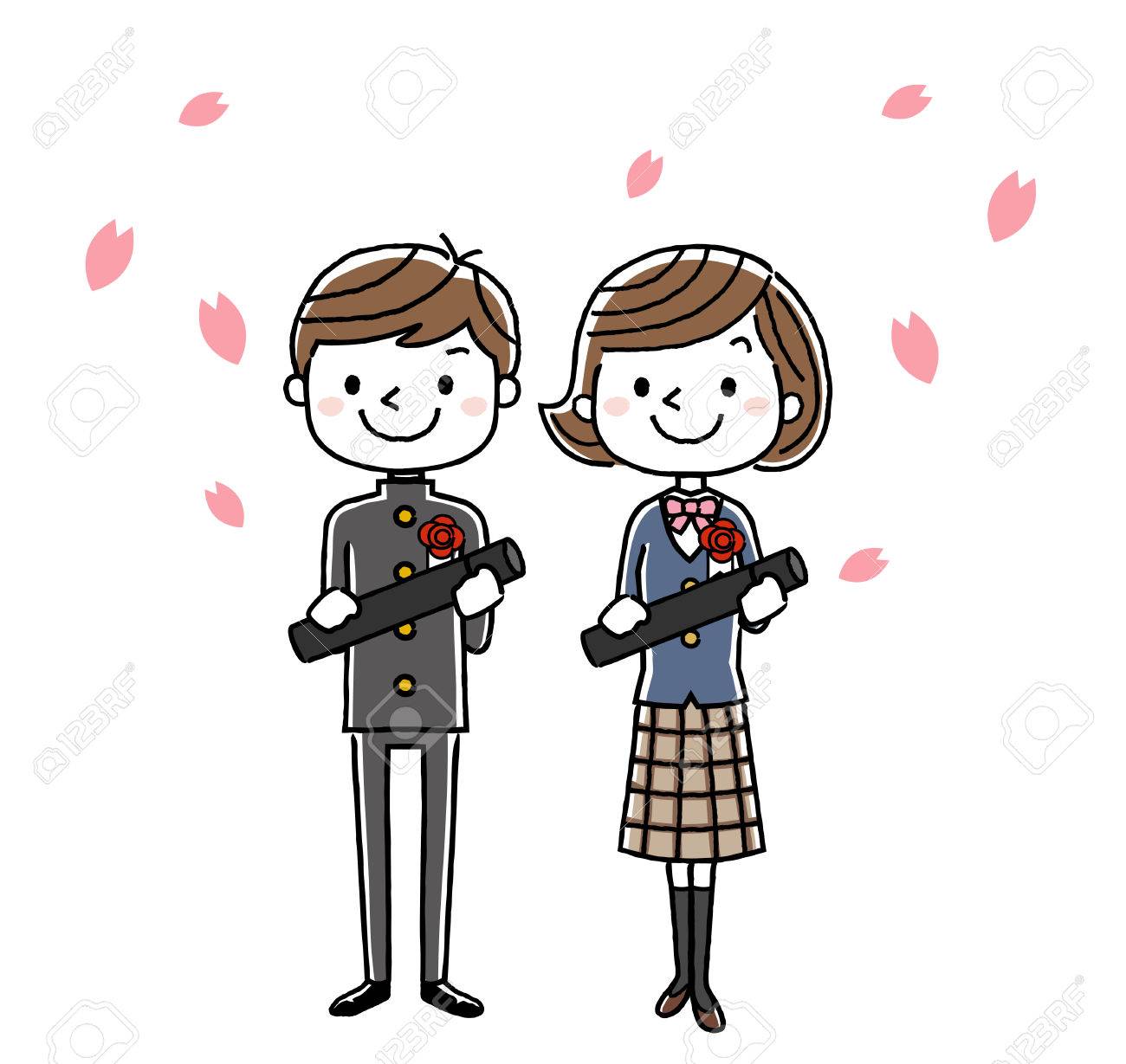 卒業式画像 男の子と女の子 のイラスト素材 ベクタ Image 卒業式画像 男の子と女の子 のイラスト素材 ベクタ Image