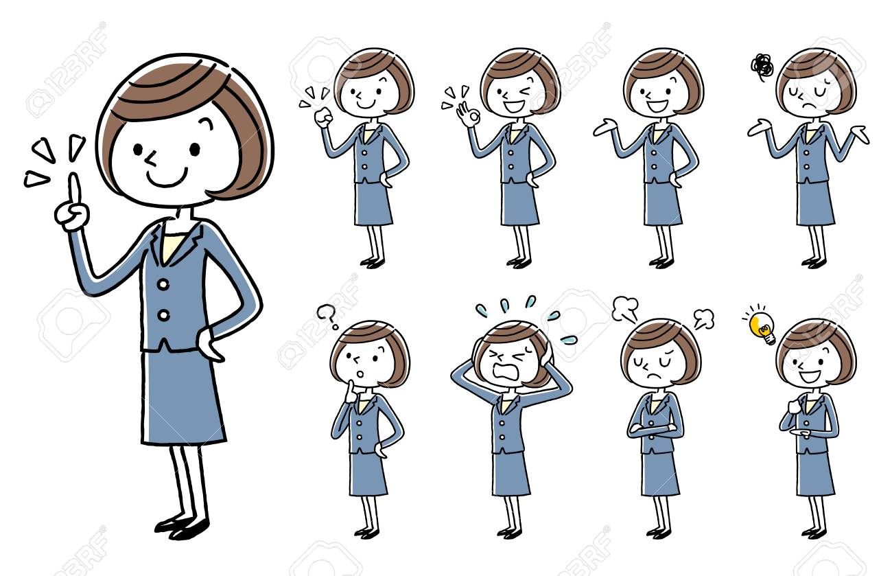 Business Young women, cartoon style set. - 87881248 Business Young women, cartoon style set. - 87881248