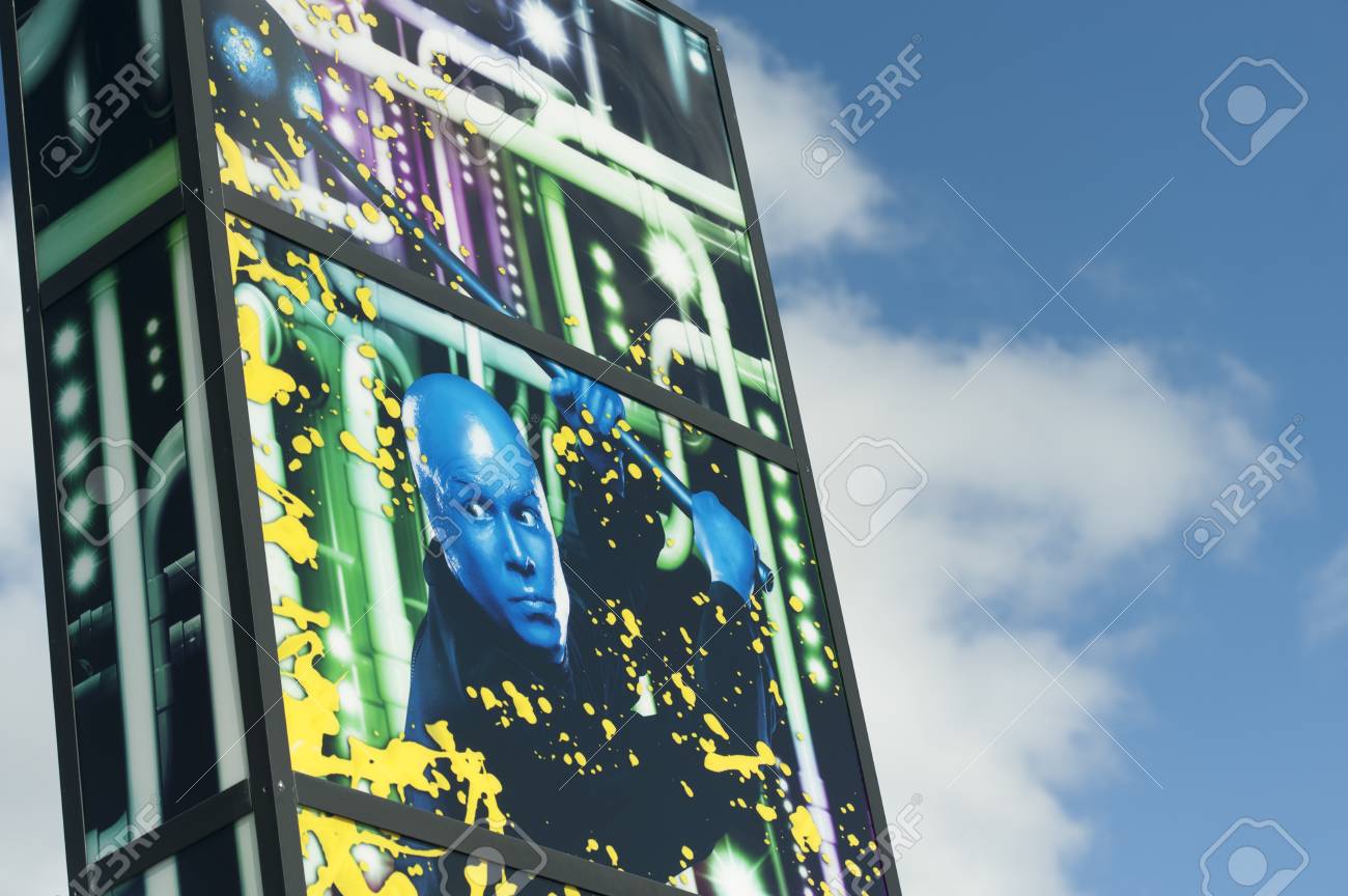 Blue Man Group Billboard At Sharp Aquos Theatre Universal Citywalk Stock Photo Picture And Royalty Free Image Image