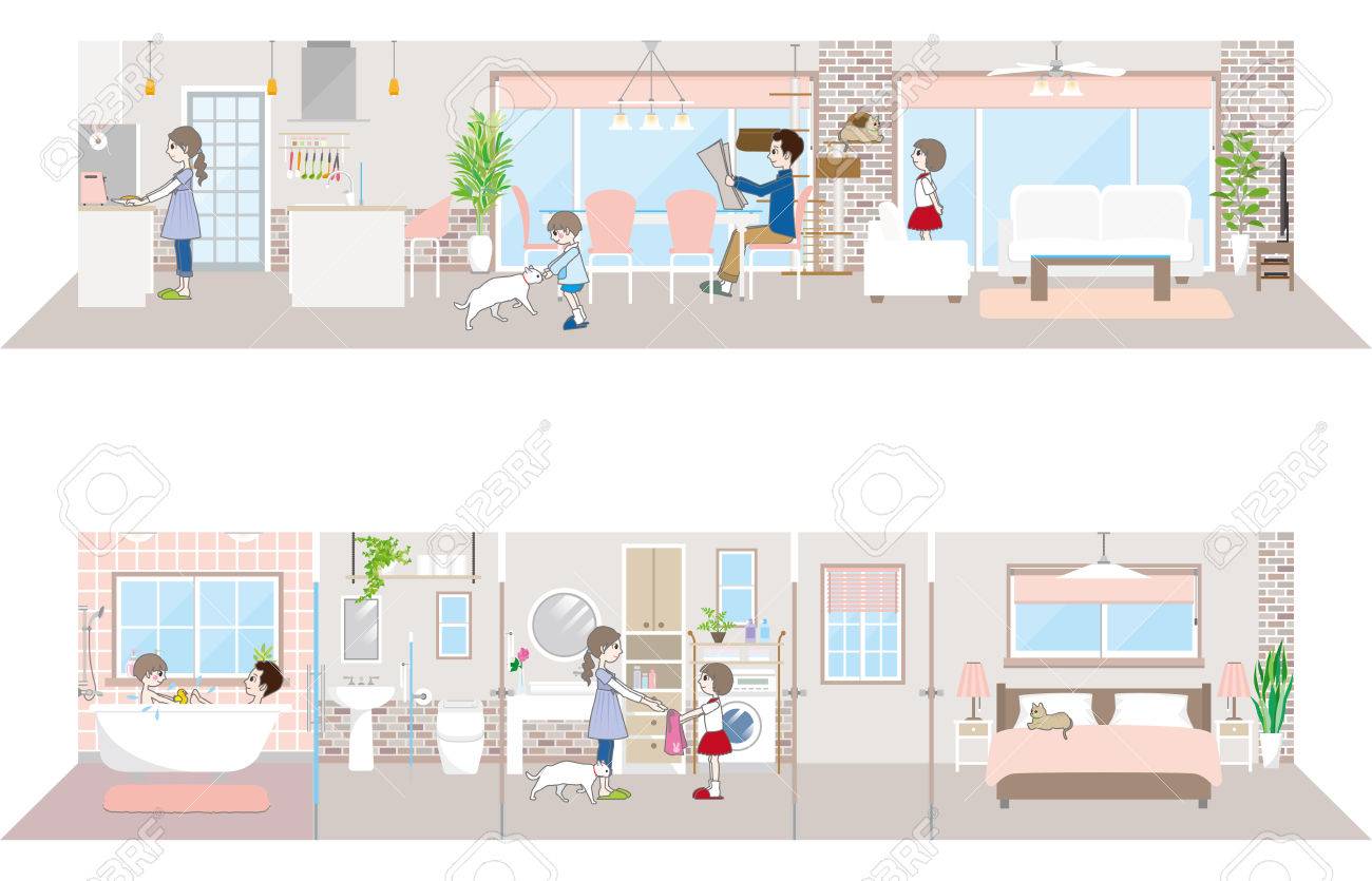 生活空間の家族のイラスト素材 ベクタ Image