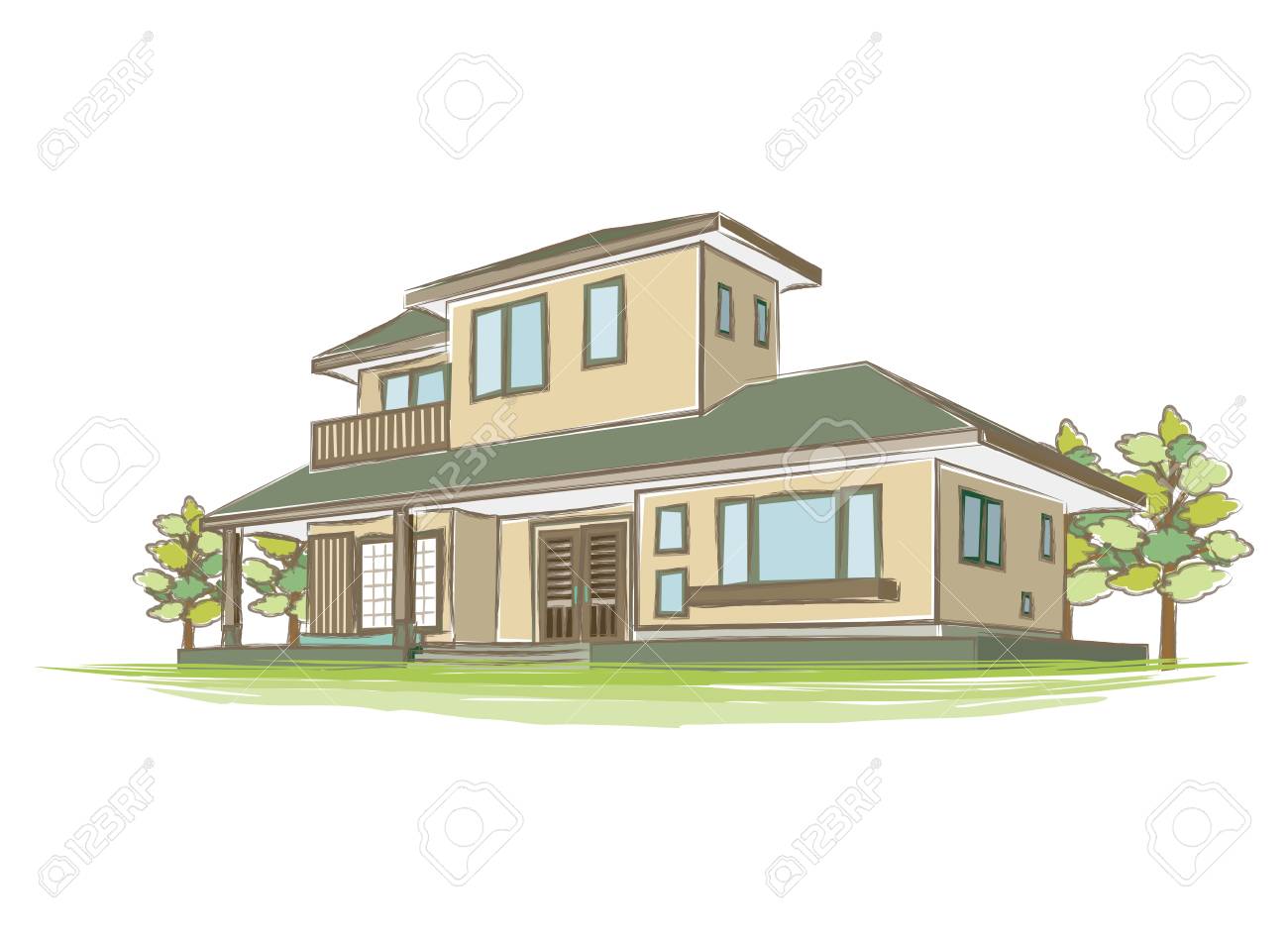 手書き風の家のイラスト のイラスト素材 ベクタ Image