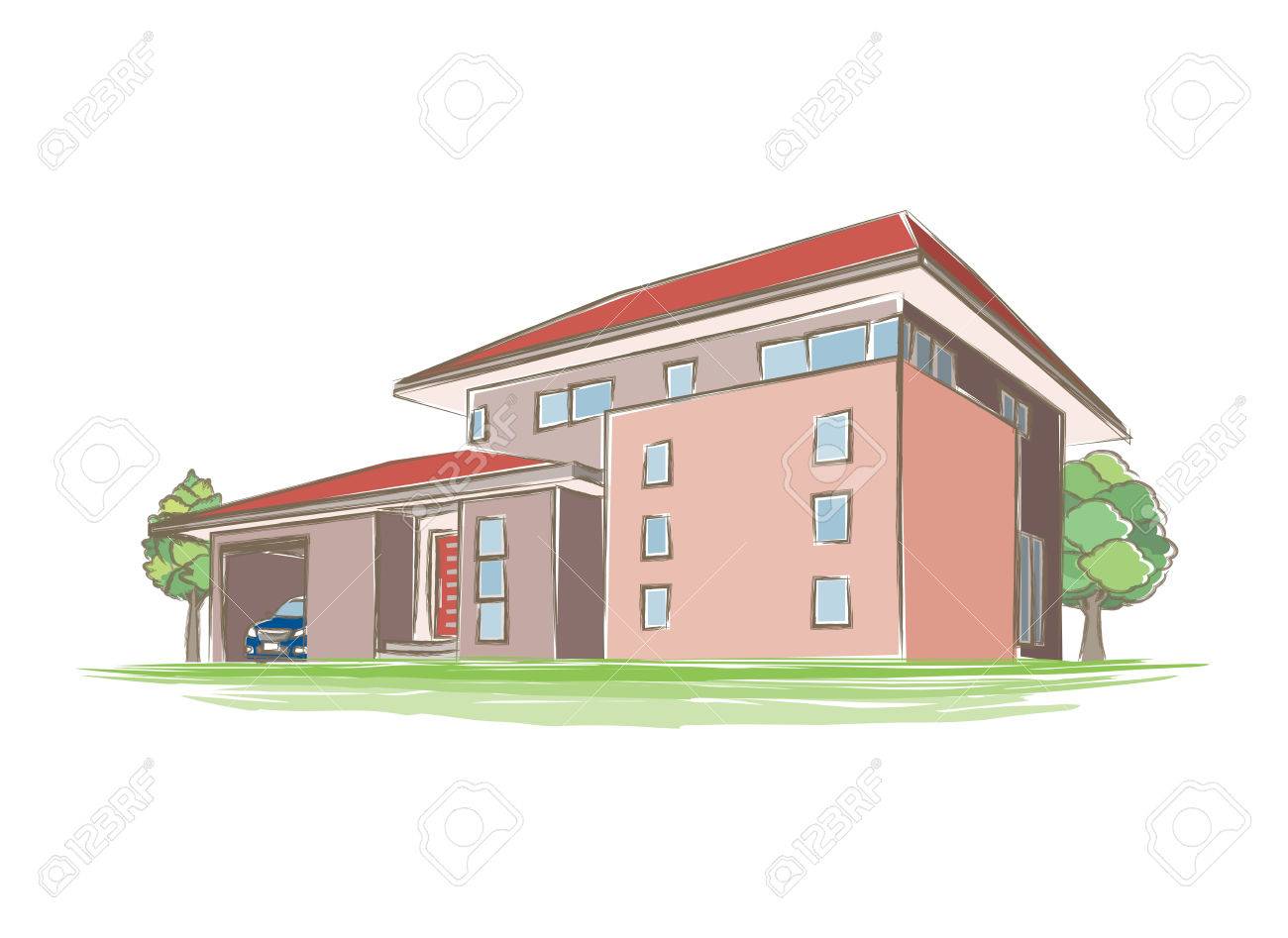 手書き風の家のイラスト のイラスト素材 ベクタ Image