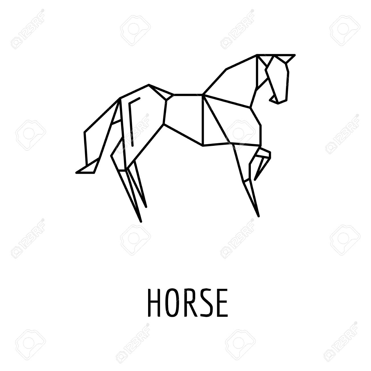 Origami Horse Icon Outline Horse Origami Vector Icon For Web