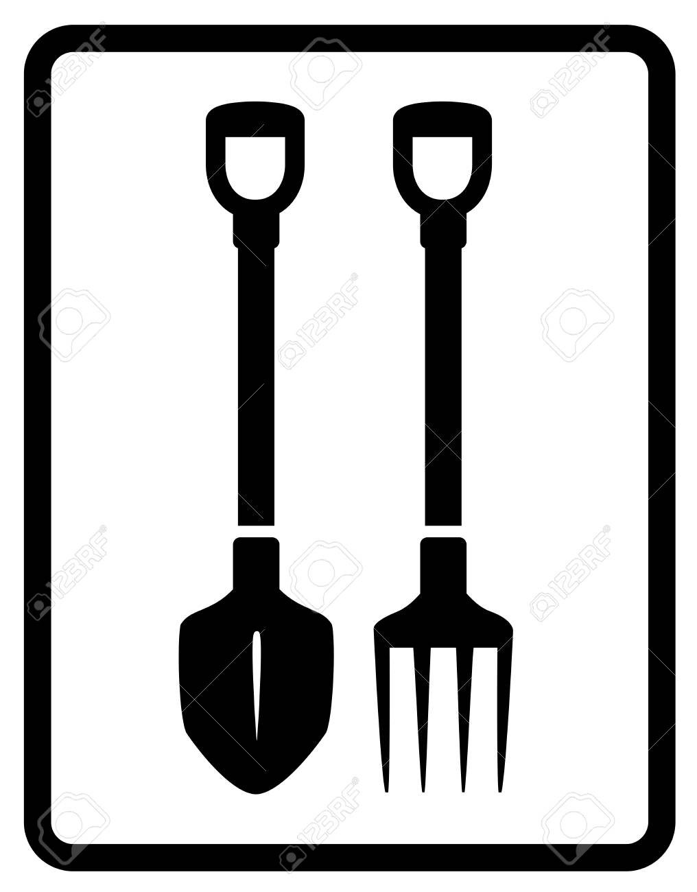セットの園芸工具のシルエットと黒のアイコンのイラスト素材 ベクタ Image