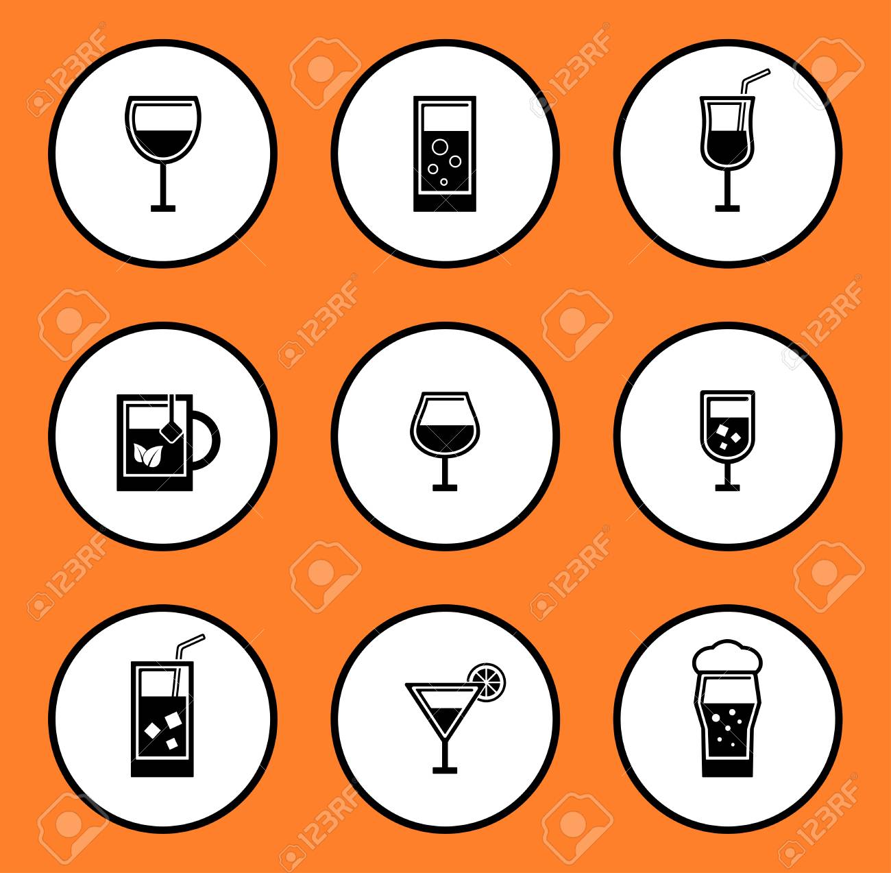 black glassful icon set for water or alcohol beverage on white background - 51010761 black glassful icon set for water or alcohol beverage on white background - 51010761