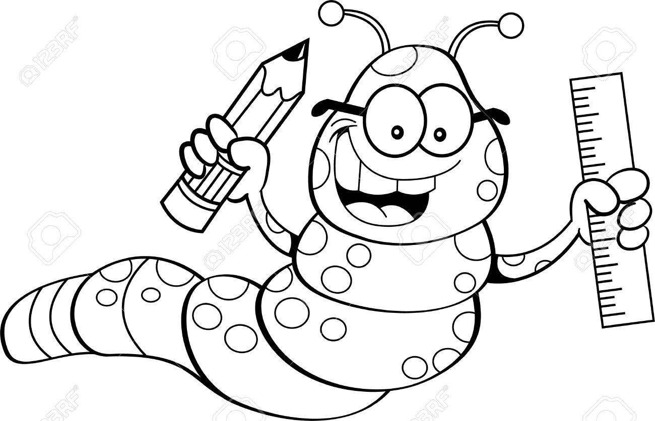 gusano en blanco y negro
