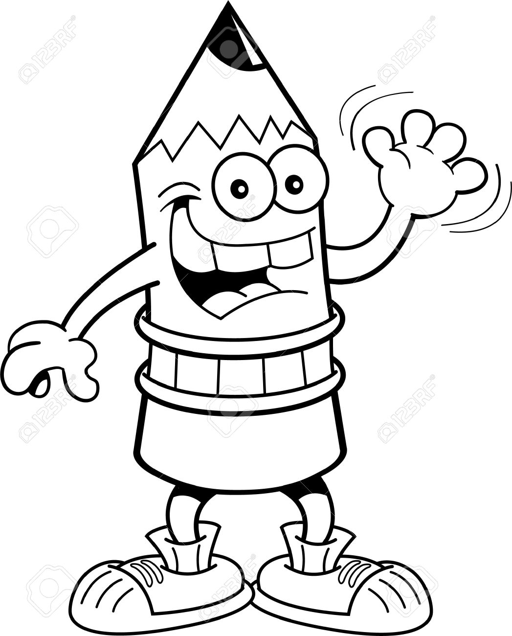 Black And White Illustration Of A Pencil Waving Royalty Free Cliparts Vectors And Stock Illustration Image