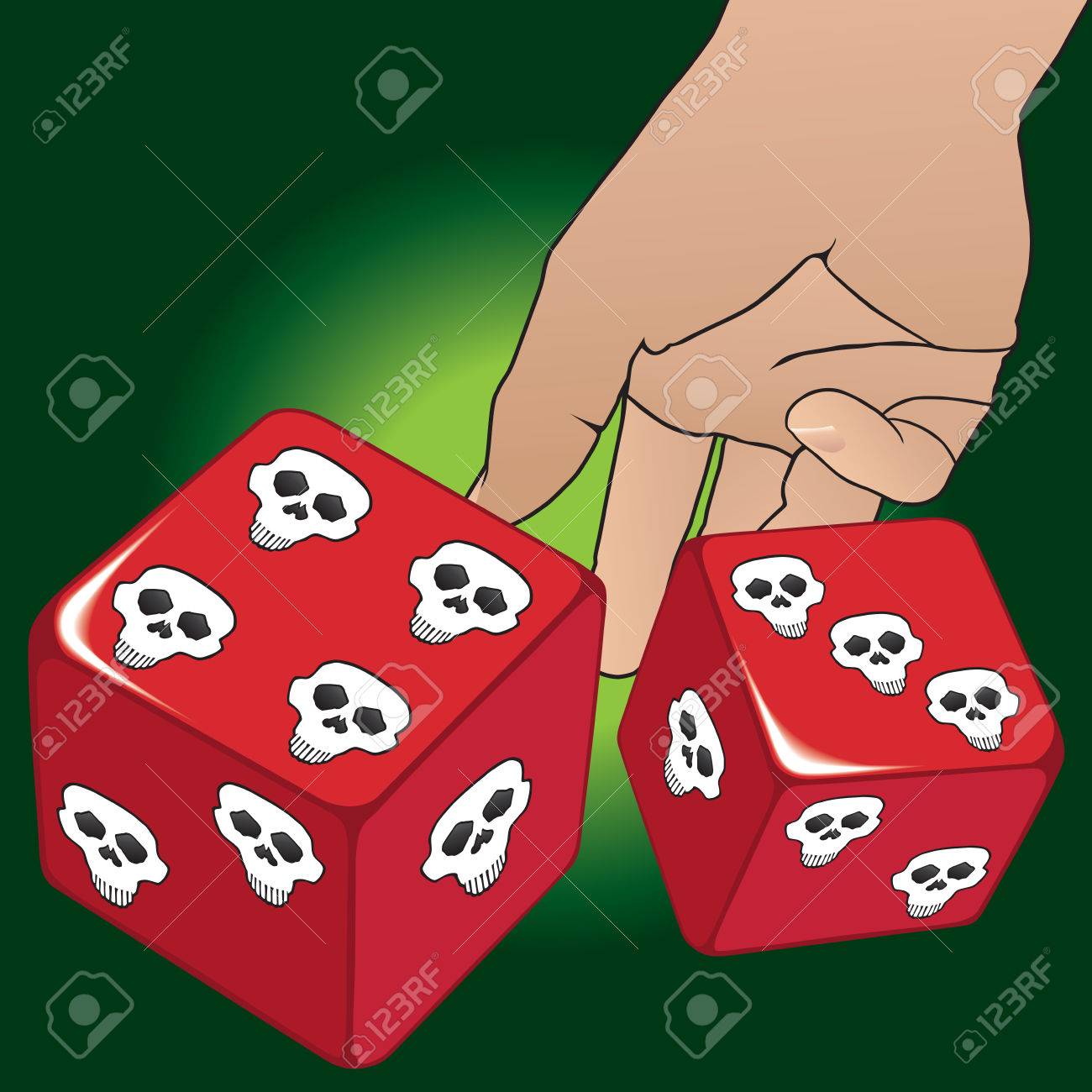 ドットではなく頭蓋骨とダイス投げ手のイラスト素材 ベクタ Image