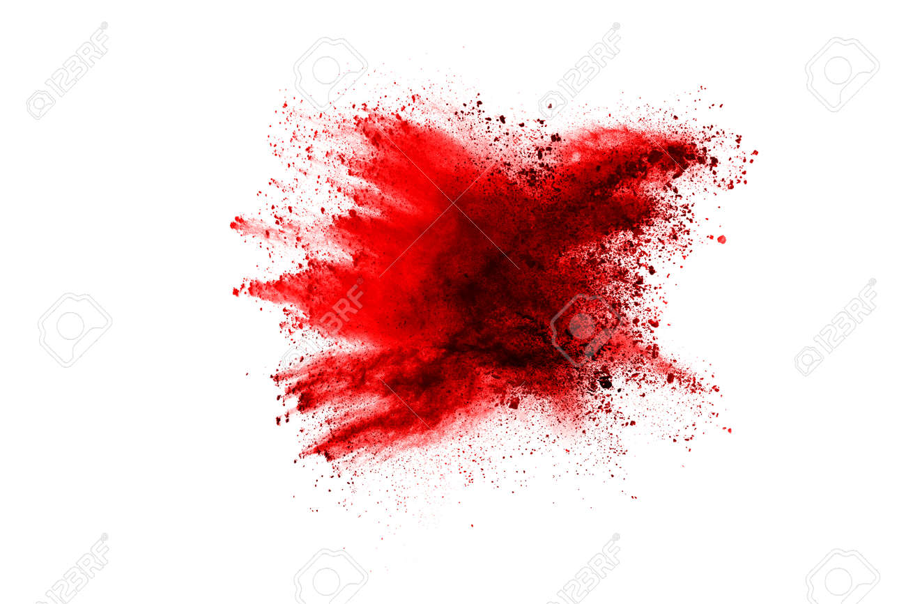 Freeze motion of red powder exploding, isolated on white background. Abstract design of red dust cloud. Particles explosion screen saver, wallpaper - 165547186 Freeze motion of red powder exploding, isolated on white background. Abstract design of red dust cloud. Particles explosion screen saver, wallpaper - 165547186