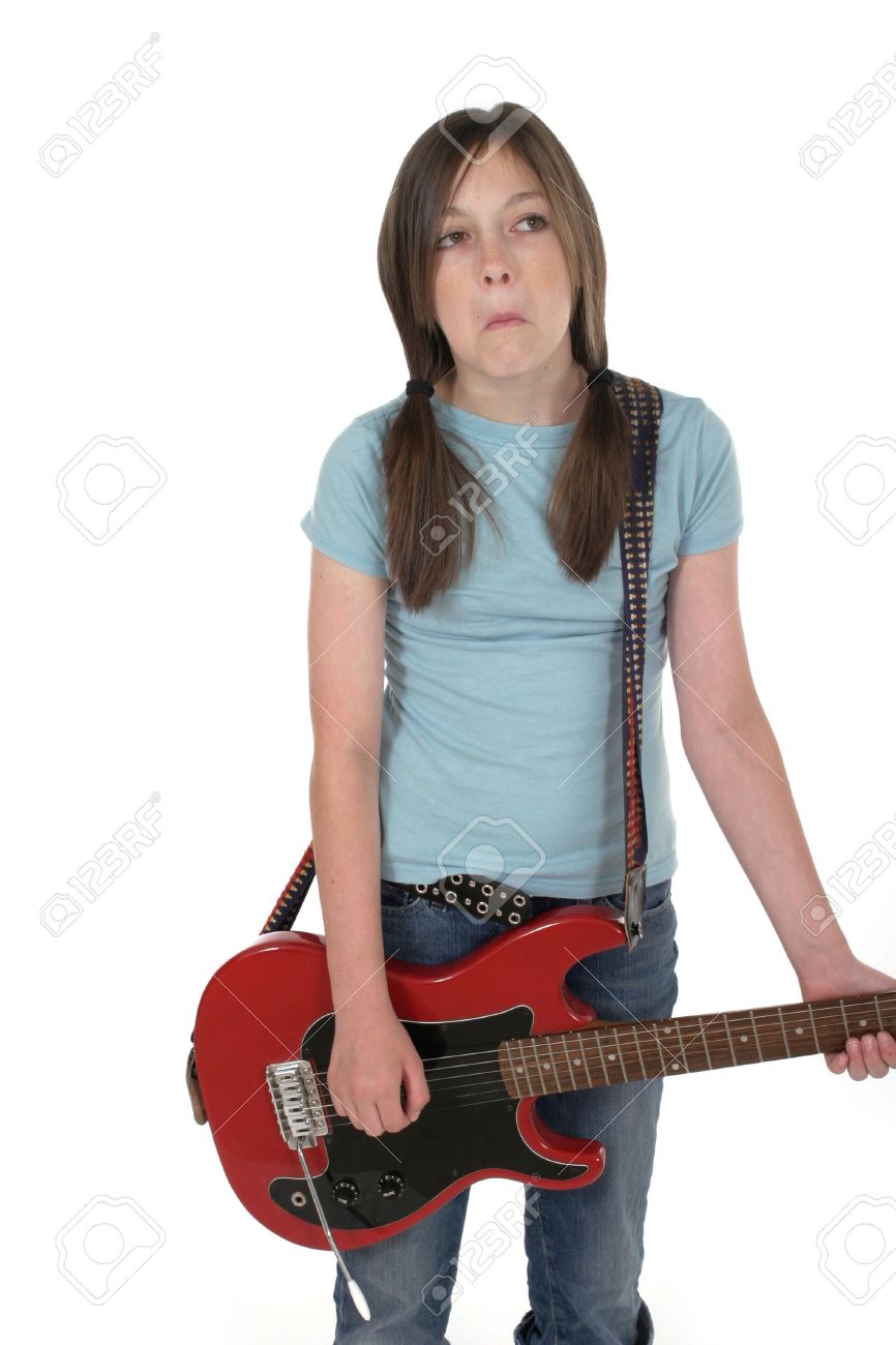teen girl playing electric guitar Ex gf milf