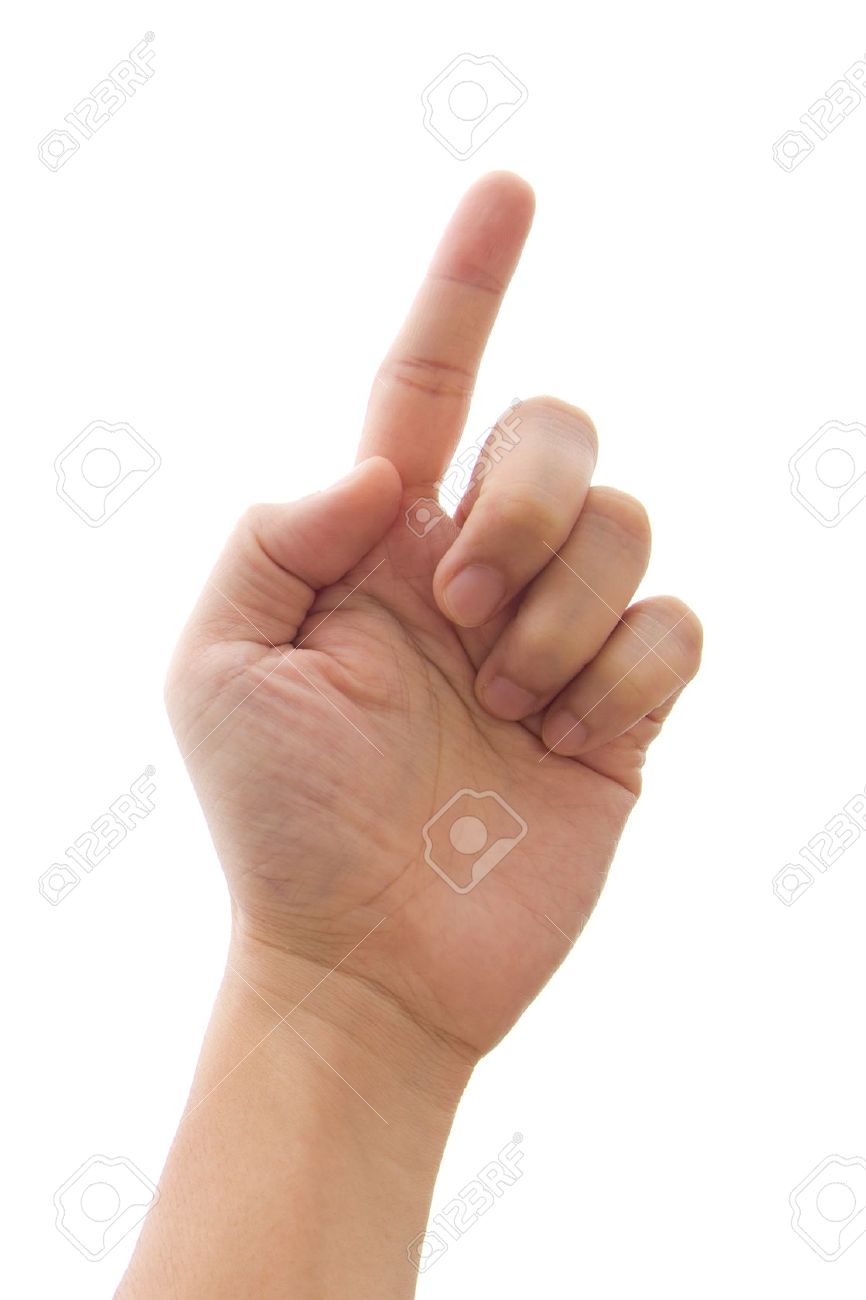 index finger touching screen isolated on white background stock