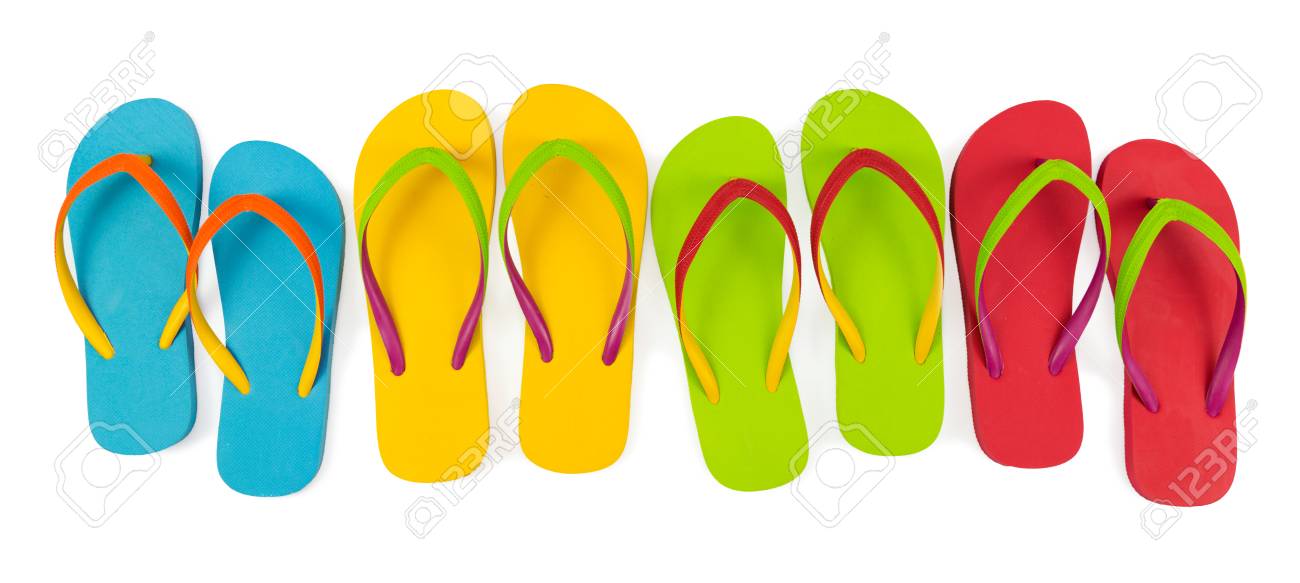 different color flip flops