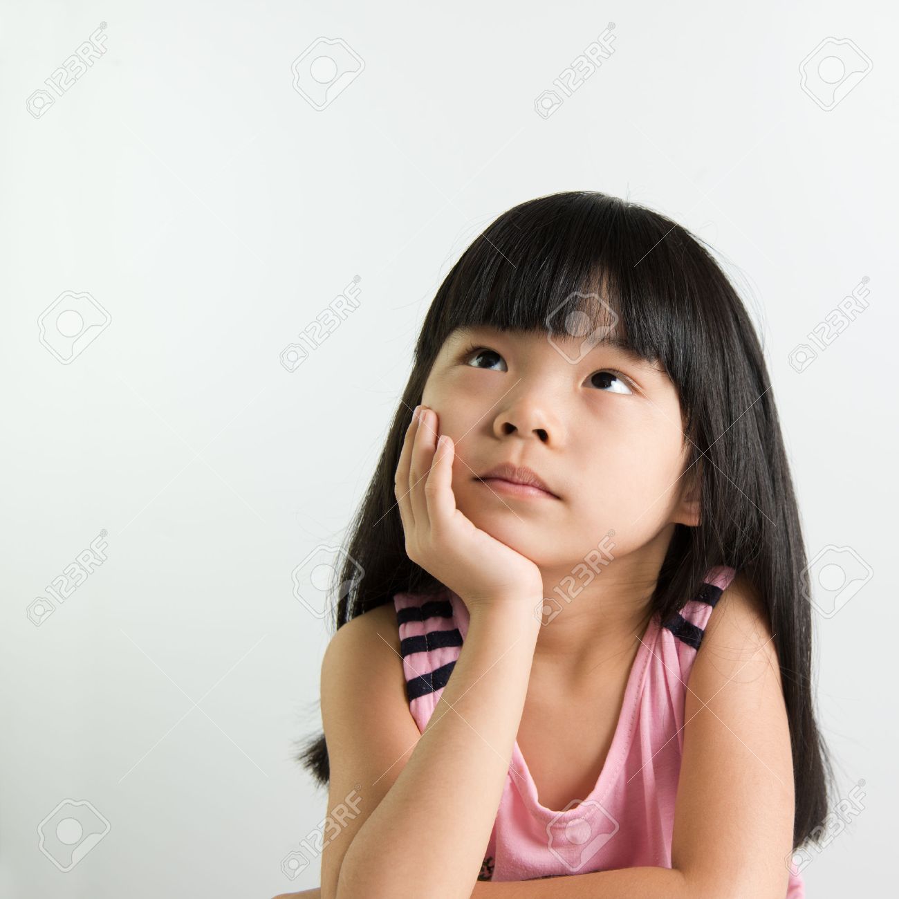 Little Asian Girl Child Thinking Over White Background Stock Photo 47837300 Little Asian Girl Child Thinking Over White Background Stock Photo 47837300
