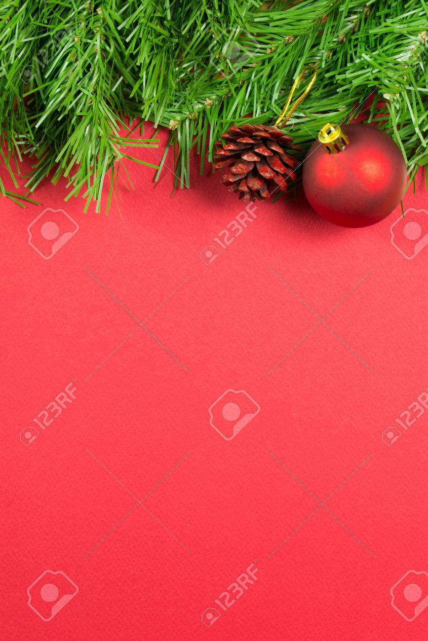 Christmas decoration over red background, with copy space - 48925311 Christmas decoration over red background, with copy space - 48925311