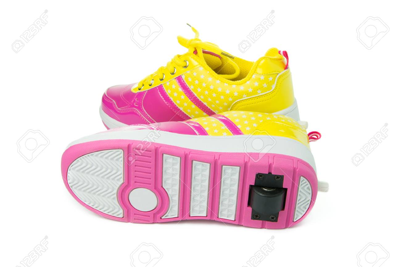 pink and white heelys