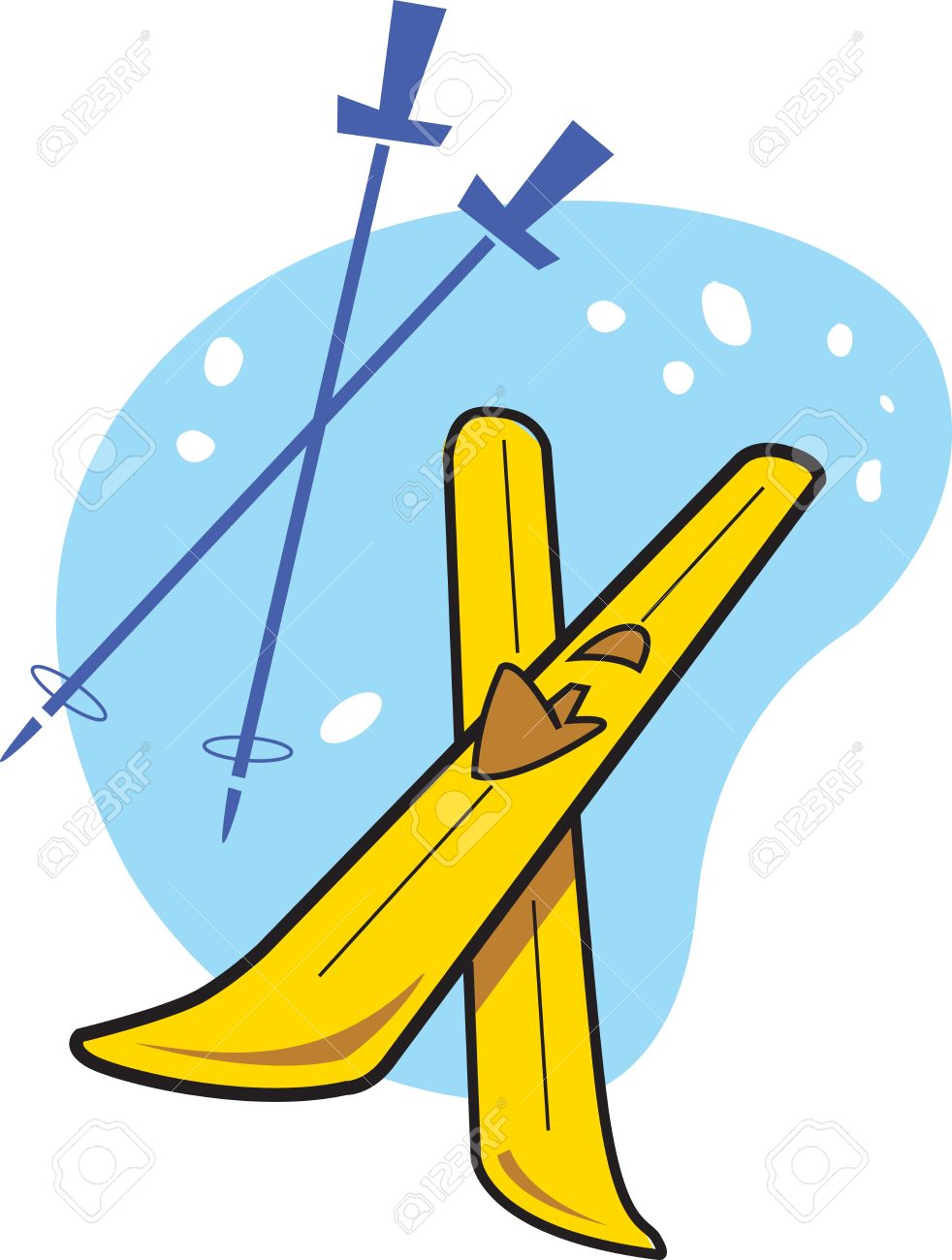Spot Illustration Of A Pair Of Skis And Poles Royalty Free Cliparts Vectors And Stock Illustration Image