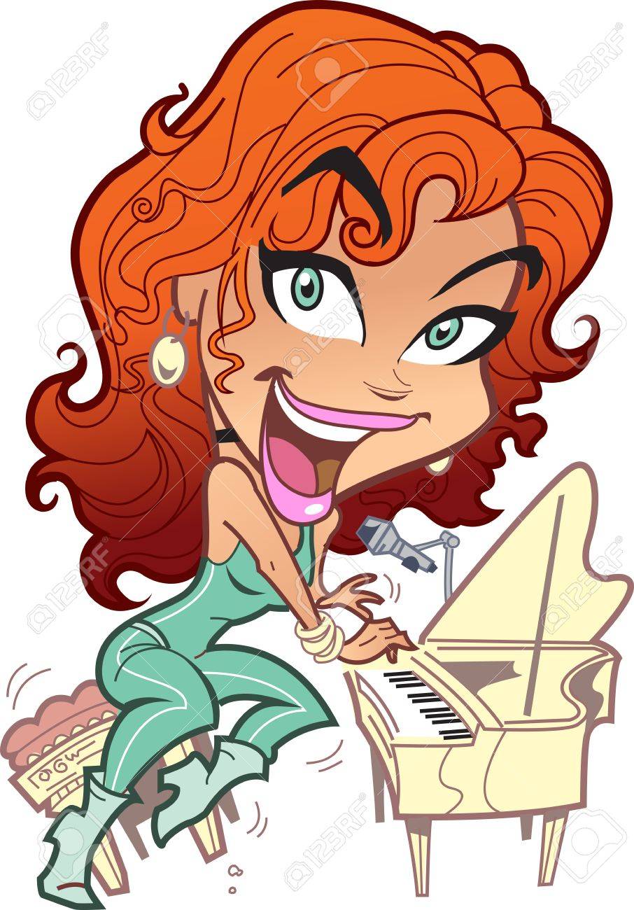 Wild Curly Red Haired Woman Playing Piano Royalty Free SVG, Cliparts,  Vectors, And Stock Illustration. Image 20684981.
