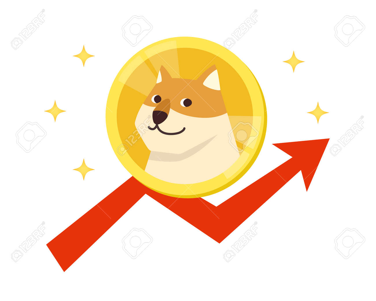 Criptomoeda Dogecoin No Fundo Do Gráfico Sem Linhas Principais. Ilustração  Vetorial Isolada No Fundo Branco. Royalty Free SVG, Cliparts, Vetores, e  Ilustrações Stock. Image 171127089