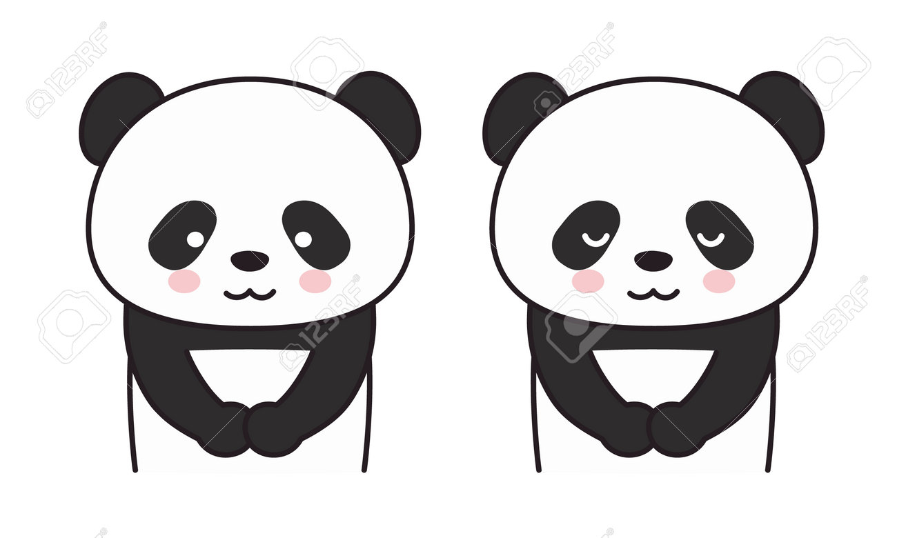 Cute kawaii panda seamless border banner Vector Image