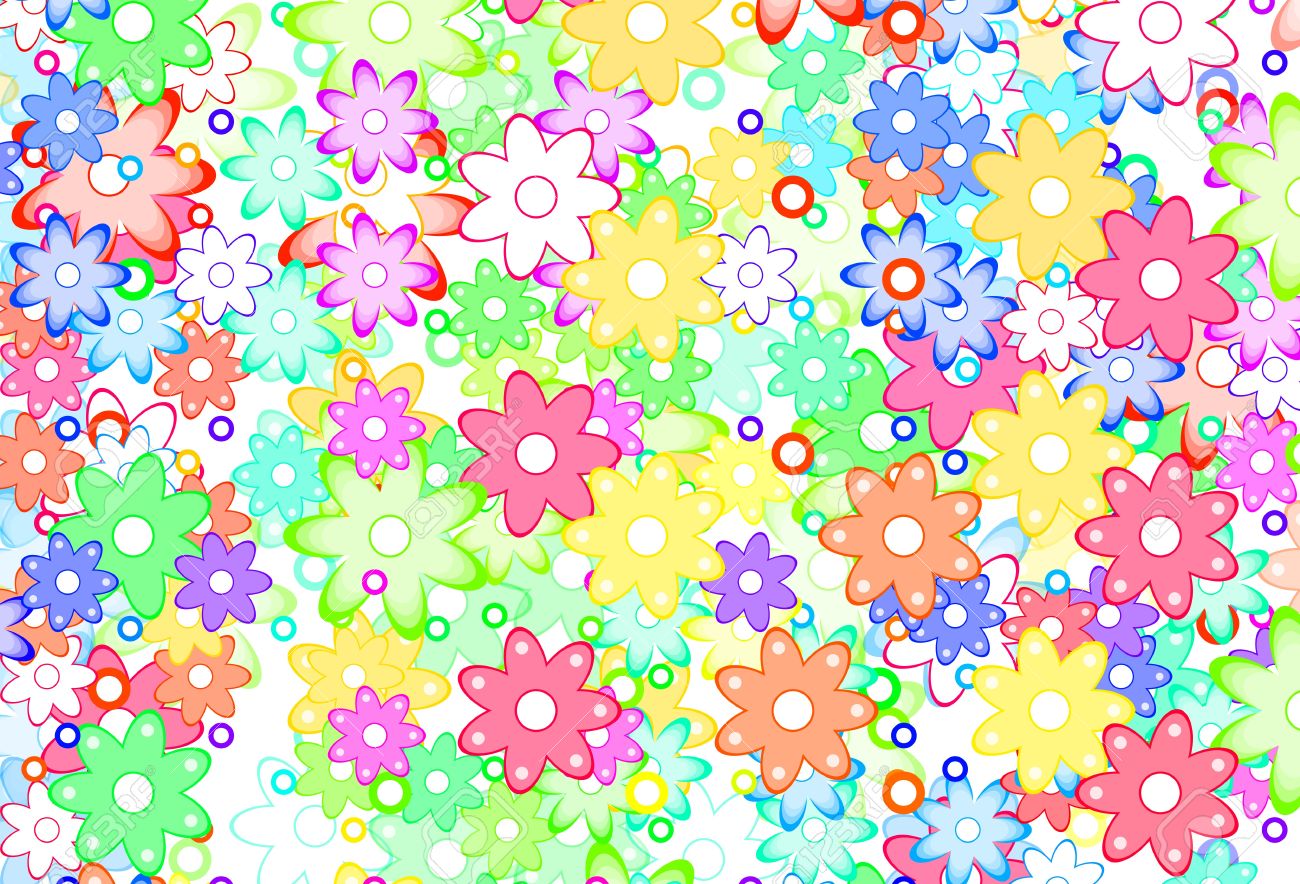 Cute Cartoon Art Flowers Simple Color Background Stock Photo Cute Cartoon Art Flowers Simple Color Background Stock Photo