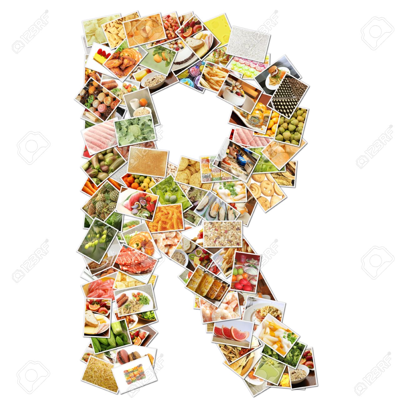 letter r with food collage concept art stock photo picture and
