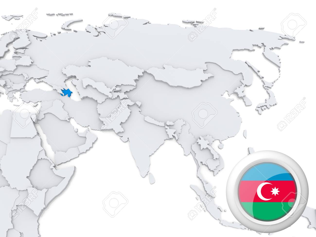 Azerbaijan On Map Of Asia Highlighted Azerbaijan On Map Of Asia With National Flag Stock Photo,  Picture And Royalty Free Image. Image 22242787.