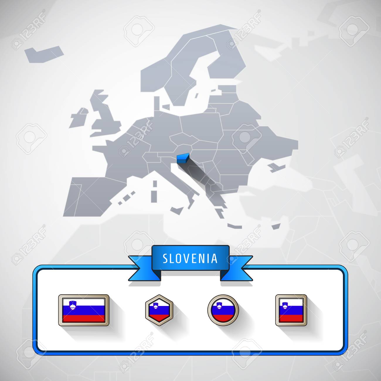 La Slovénie Sur La Carte De Leurope Avec Des Drapeaux