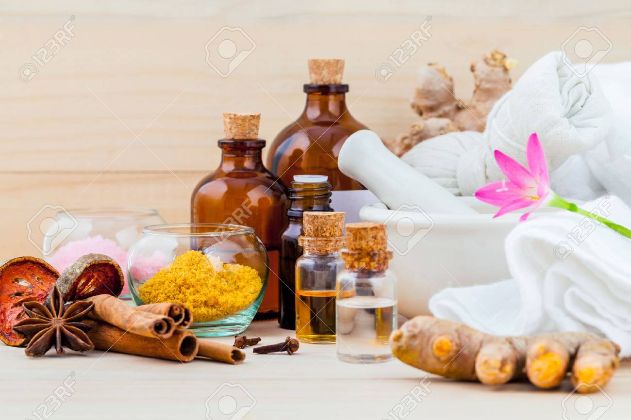 Natural spa ingredients aromatherapy and natural spa theme on wooden background. - 59056298 Natural spa ingredients aromatherapy and natural spa theme on wooden background. - 59056298