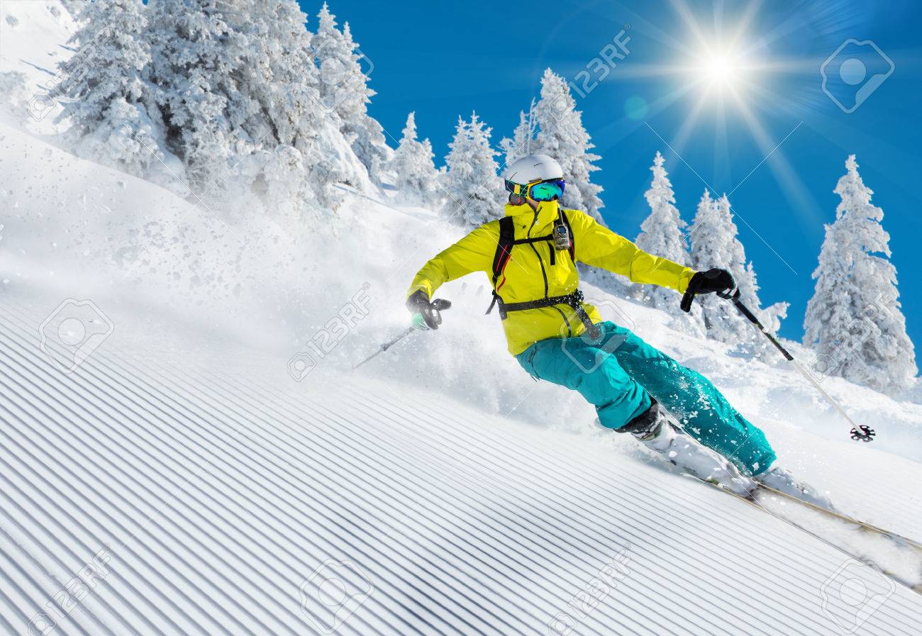 Freeride In Fresh Powder Snow Skiing Stock Photo Picture And Royalty Free Image Image