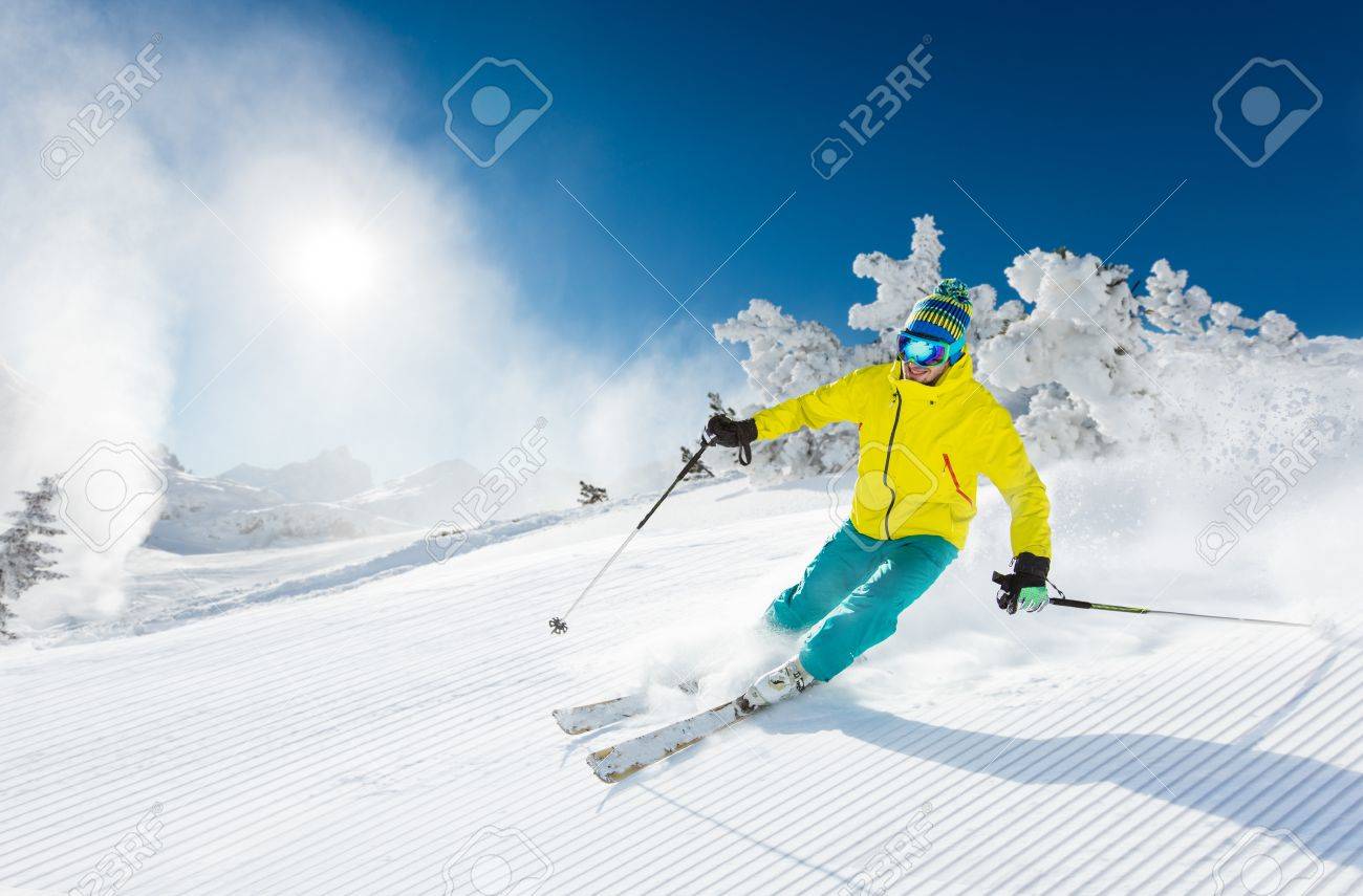 Freeride In Fresh Powder Snow Skiing Stock Photo Picture And Royalty Free Image Image