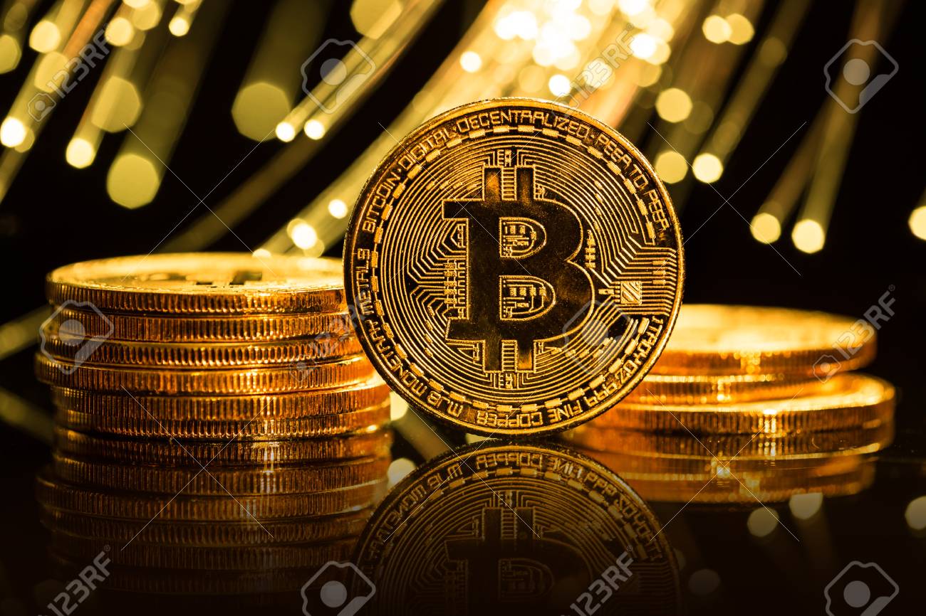Bitcoin Gold Coins With Defocused Abstract Background. Virtual  Cryptocurrency Concept. Stock Photo, Picture and Royalty Free Image. Image  93636857.
