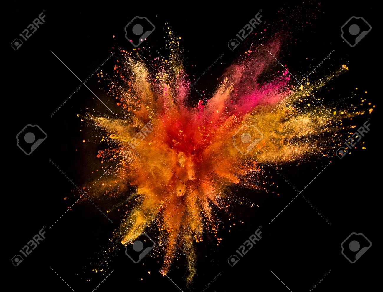 Colored powder explosion isolated on black background. Freeze motion. - 103234218 Colored powder explosion isolated on black background. Freeze motion. - 103234218