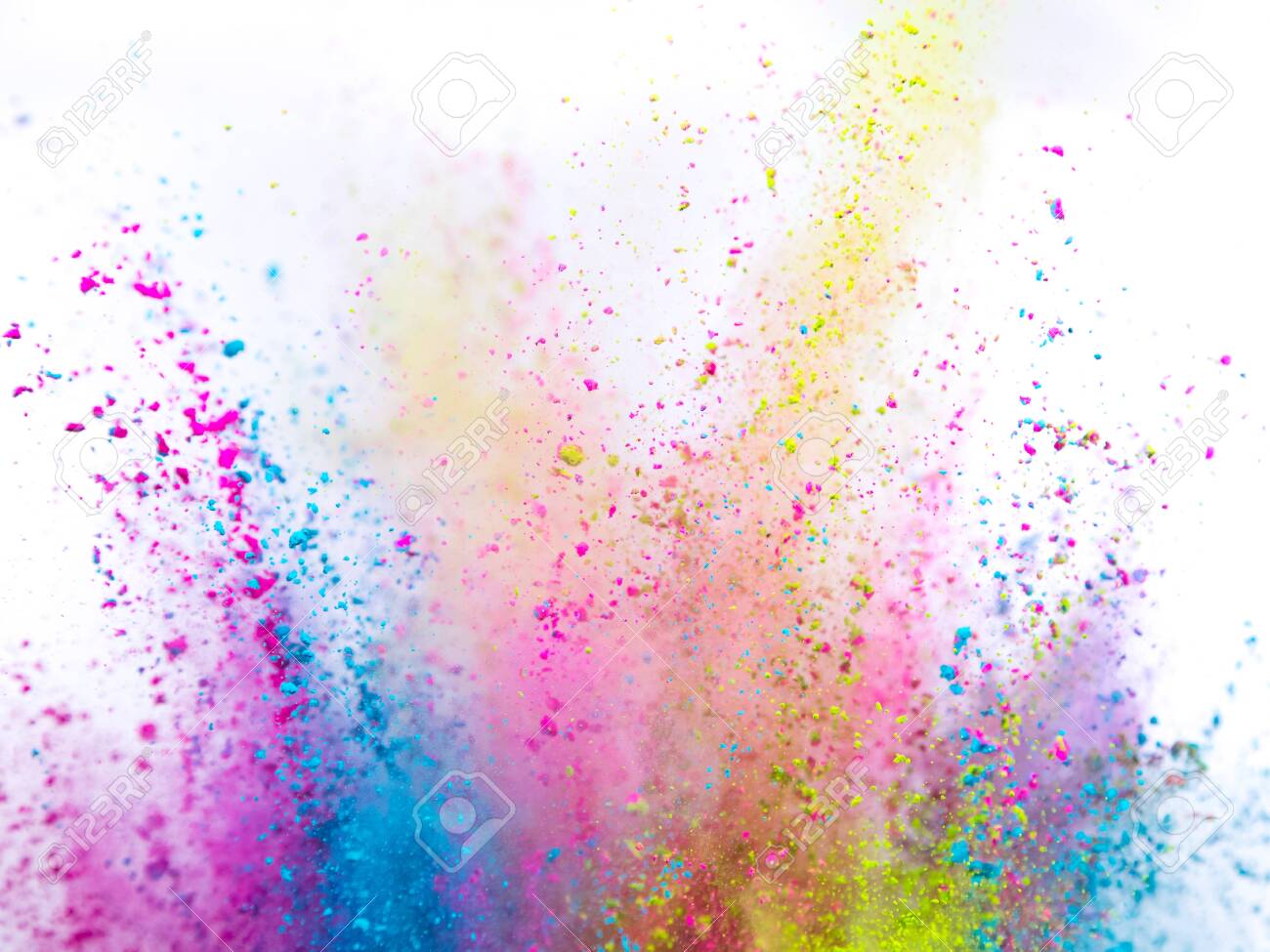 Colored powder explosion on white background. - 135914509 Colored powder explosion on white background. - 135914509