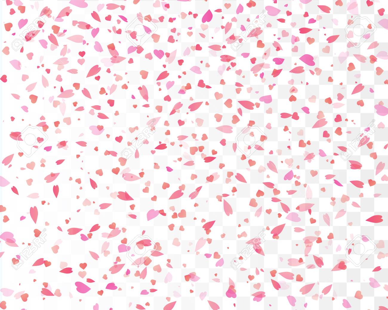 heart confetti falling down