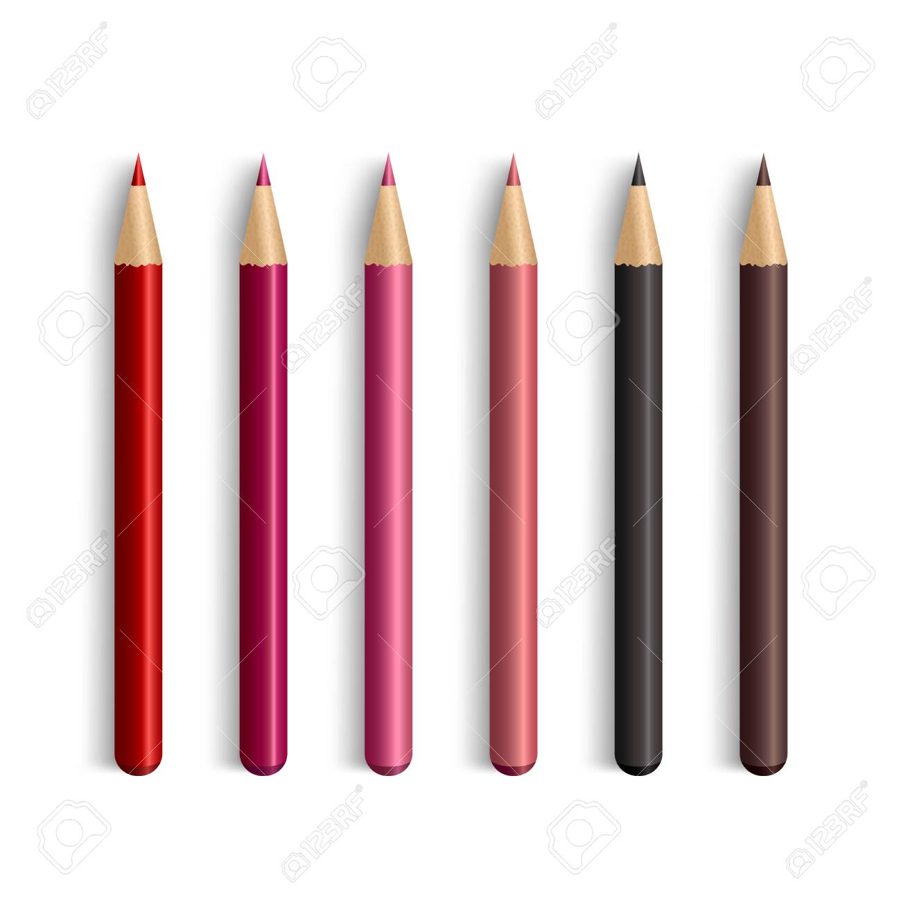 Download Different Colors Cosmetic Pencil Mockup Set Realistic 3d Lip Eyes Brow Pencils Design Template Collection Vector Illustration Royalty Free Cliparts Vectors And Stock Illustration Image 128481985