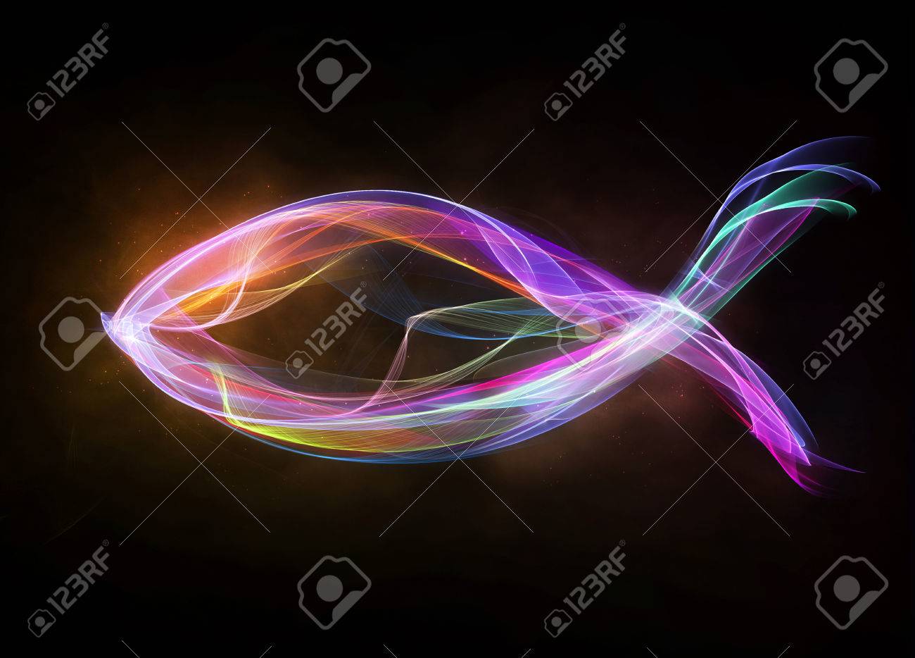 Colorful Christian Fish Logo With Abstract Lights Stock Photo Picture And Royalty Free Image Image 23765583