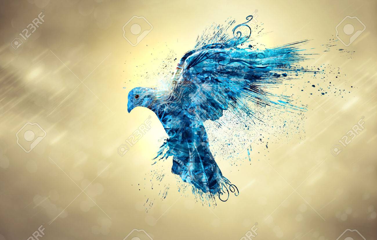 An abstract illustration of a blue dove in the sky. - 51750863 An abstract illustration of a blue dove in the sky. - 51750863