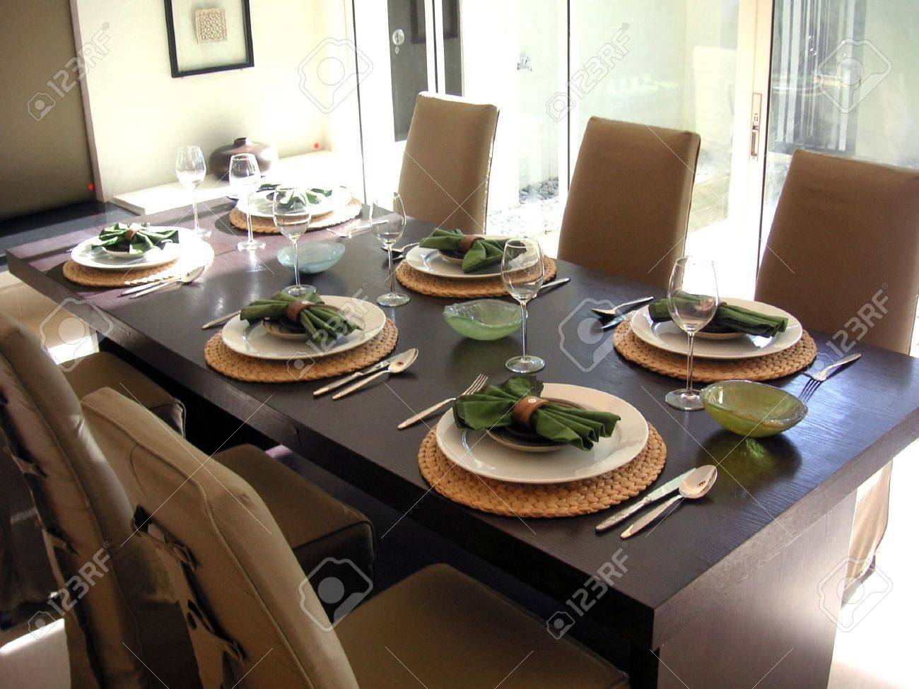 Dining table with chairs, modern asian design - 387714 Dining table with chairs, modern asian design - 387714