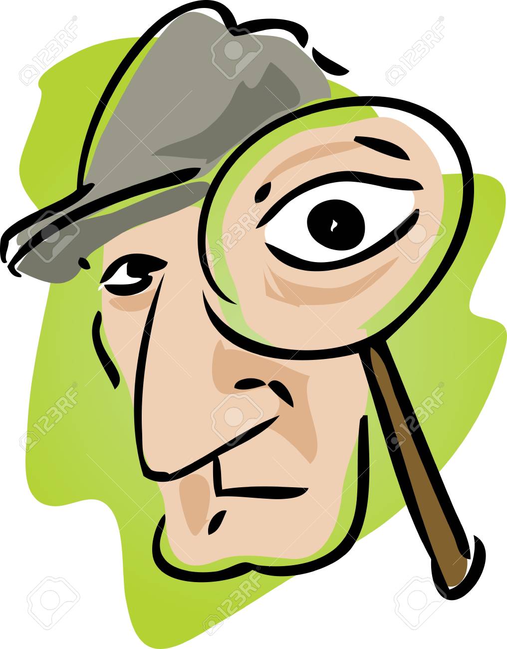 虫眼鏡で探偵の漫画イラスト の写真素材 画像素材 Image