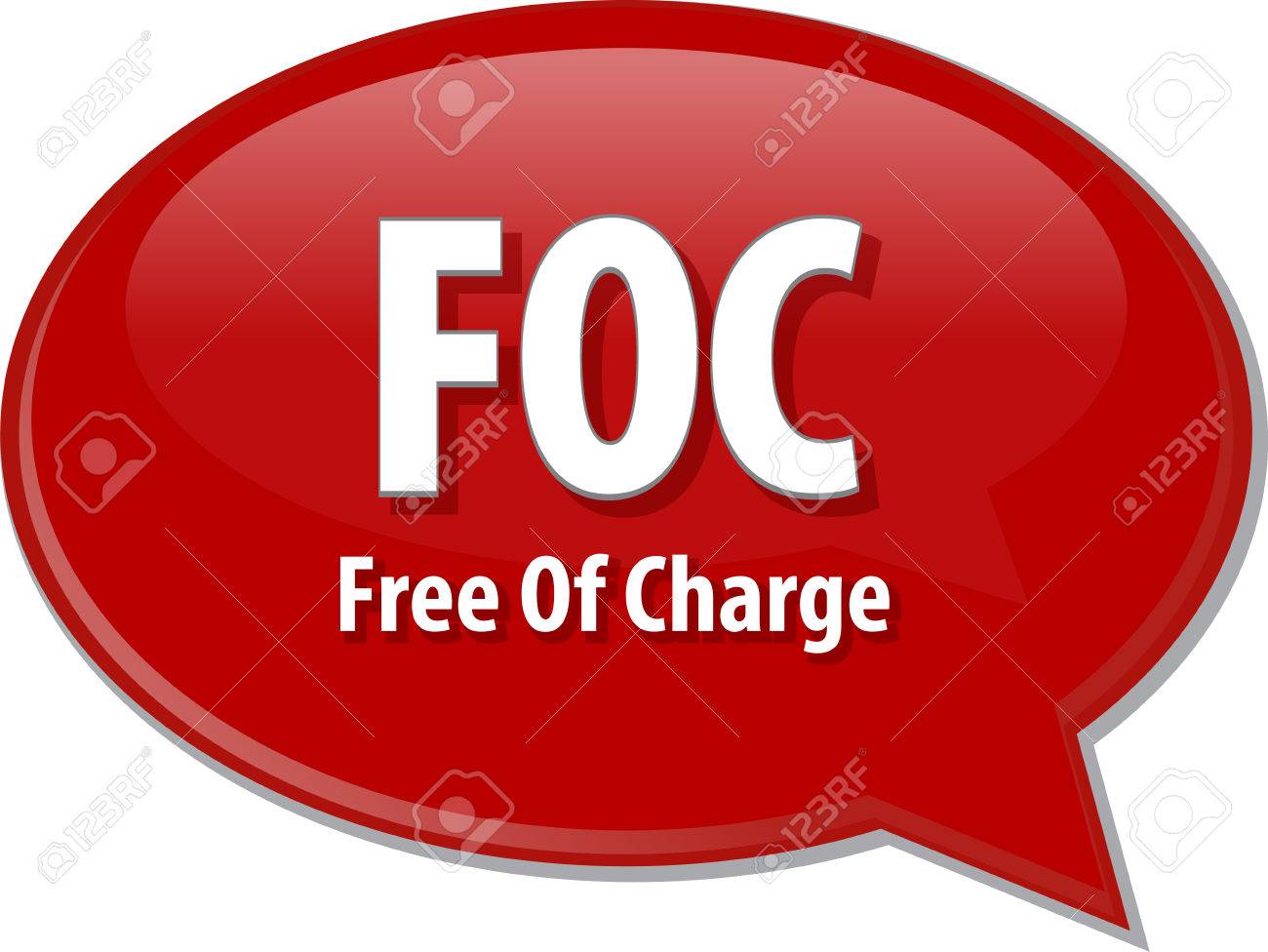 word speech bubble illustration of business acronym term foc stock word charge