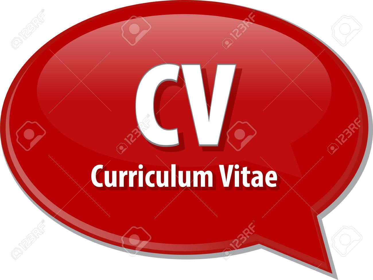 word speech bubble illustration of business acronym term cv