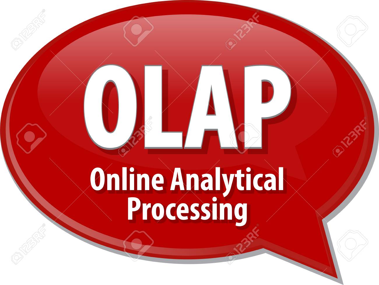 speech bubble illustration of information technology acronym stock olap meaning