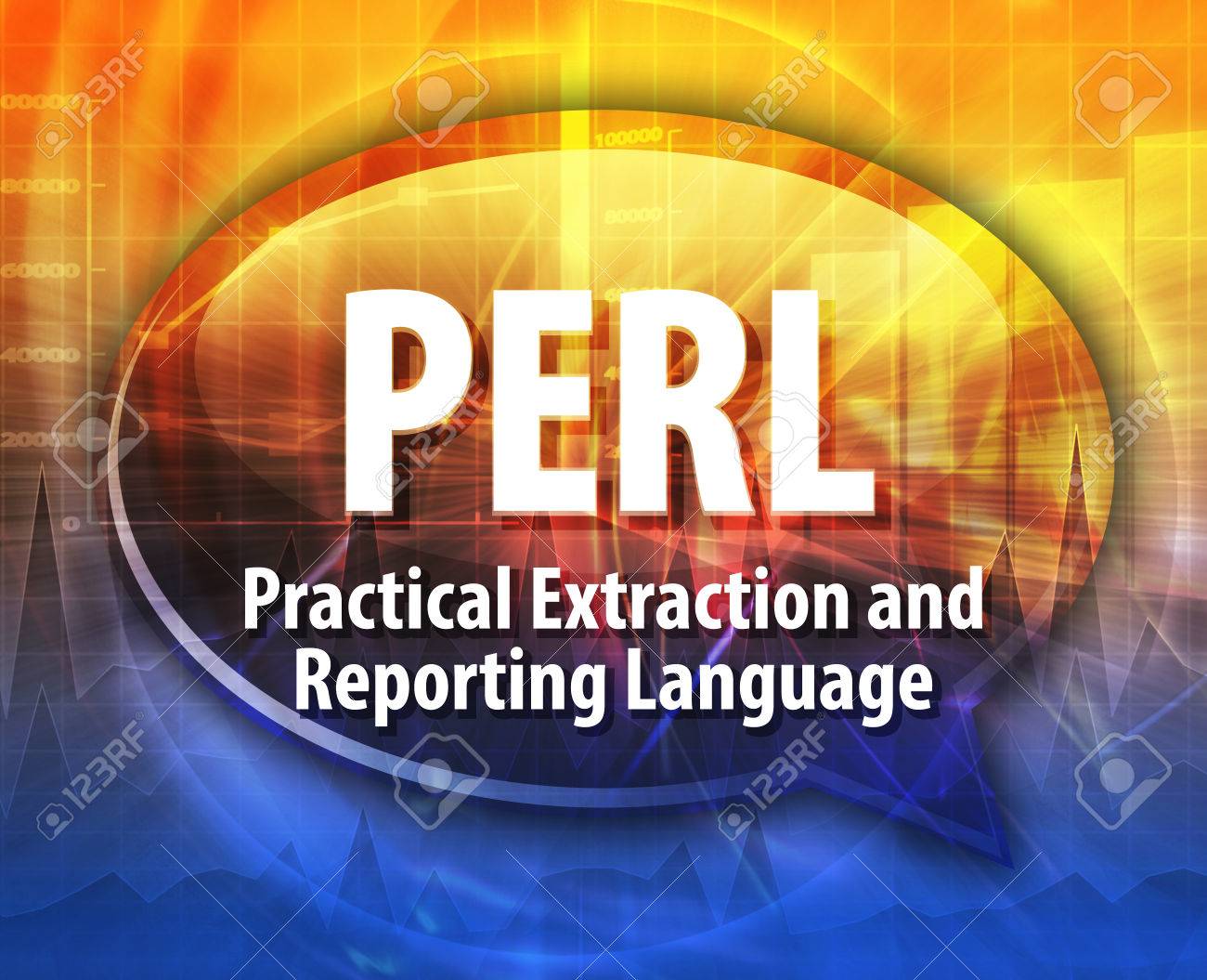 情報技術頭字語略語用語定義 Perl 実用的な抽出の音声バブル イラストやレポート作成言語 の写真素材 画像素材 Image