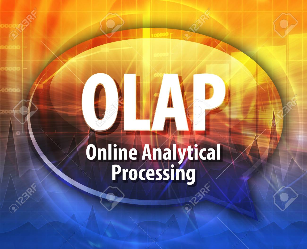 speech bubble illustration of information technology acronym stock olap meaning