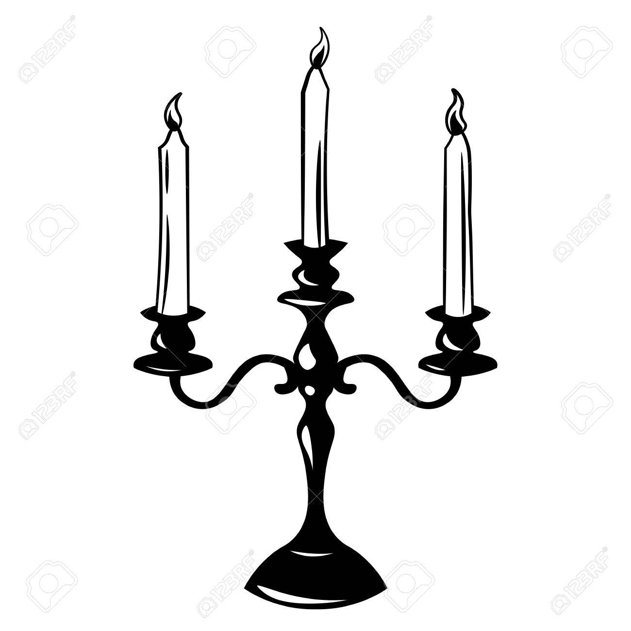 Antique Lamp Retro Candle Holder Vector Ilration Antique Lamp Retro Candle Holder Vector Ilration Candlestick Isolated On White Background