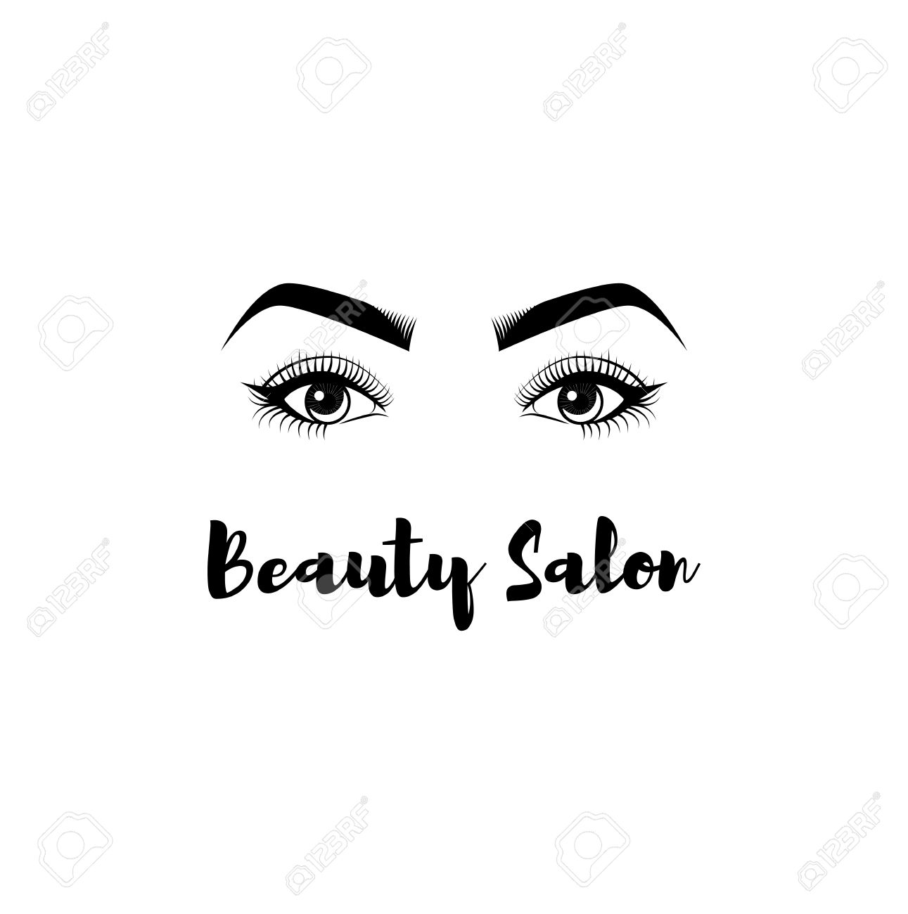 ビューティー サロン バッジ 女性の目 まつげ 眉メイク 分離されたロゴ イラストのイラスト素材 ベクタ Image