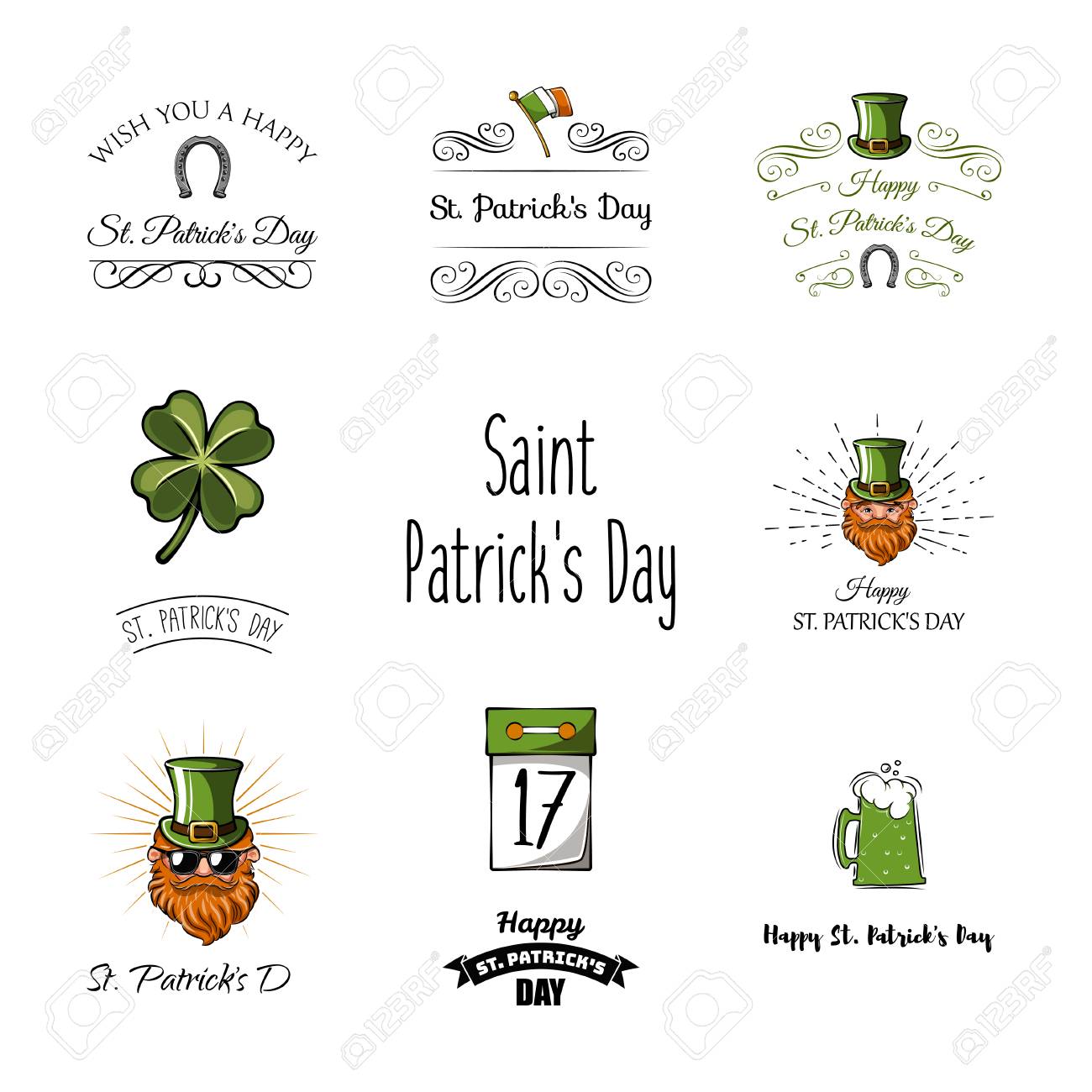 set of st patricks day retro holiday badges vector greetings retroholiday